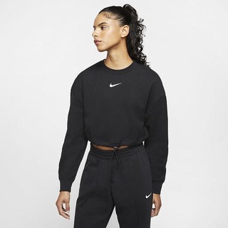 Hanorace Nike Sportswear Swoosh French Terry Crew Dama Negrii Albi | FIEJ-85649